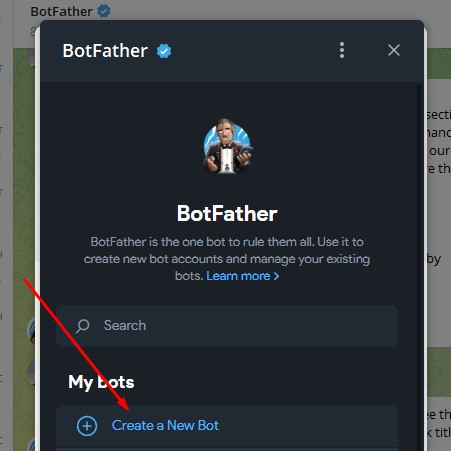создаем бота в телеграмм с помощью botfather